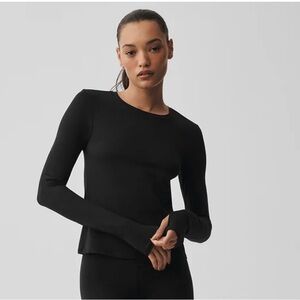 ALO Yoga Black Long-Sleeve Crewneck Top